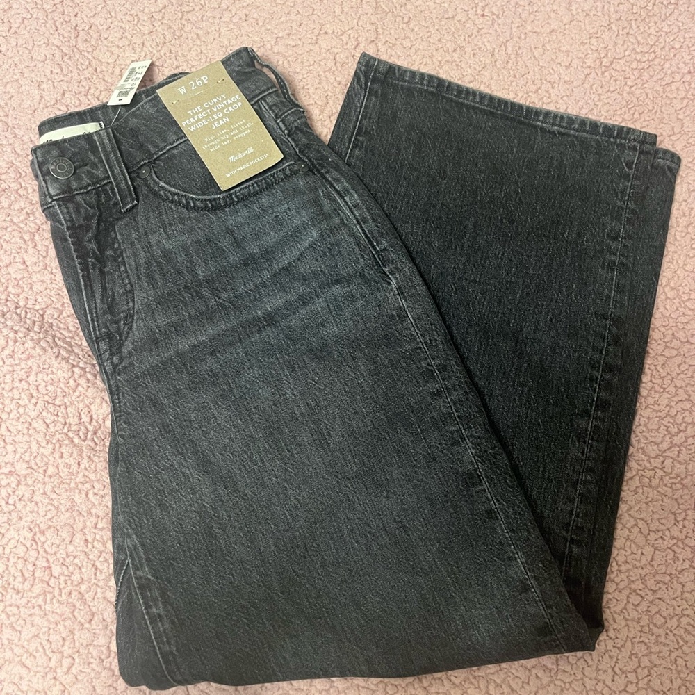 Madewell Women's Black Curvy Perfect Vintage Wide Leg Crop Jean